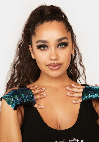 Winter Sea Sequin Wrist Gloves