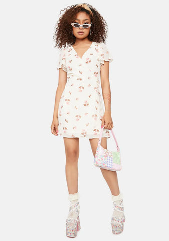 Touch The Sunlight Floral Wrap Mini Dress