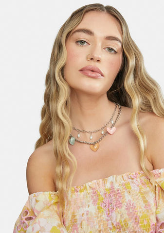 Delicate Hearts Layered Chain Necklace