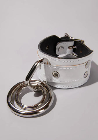 White O Ring Vegan Leather Wrist Cuff