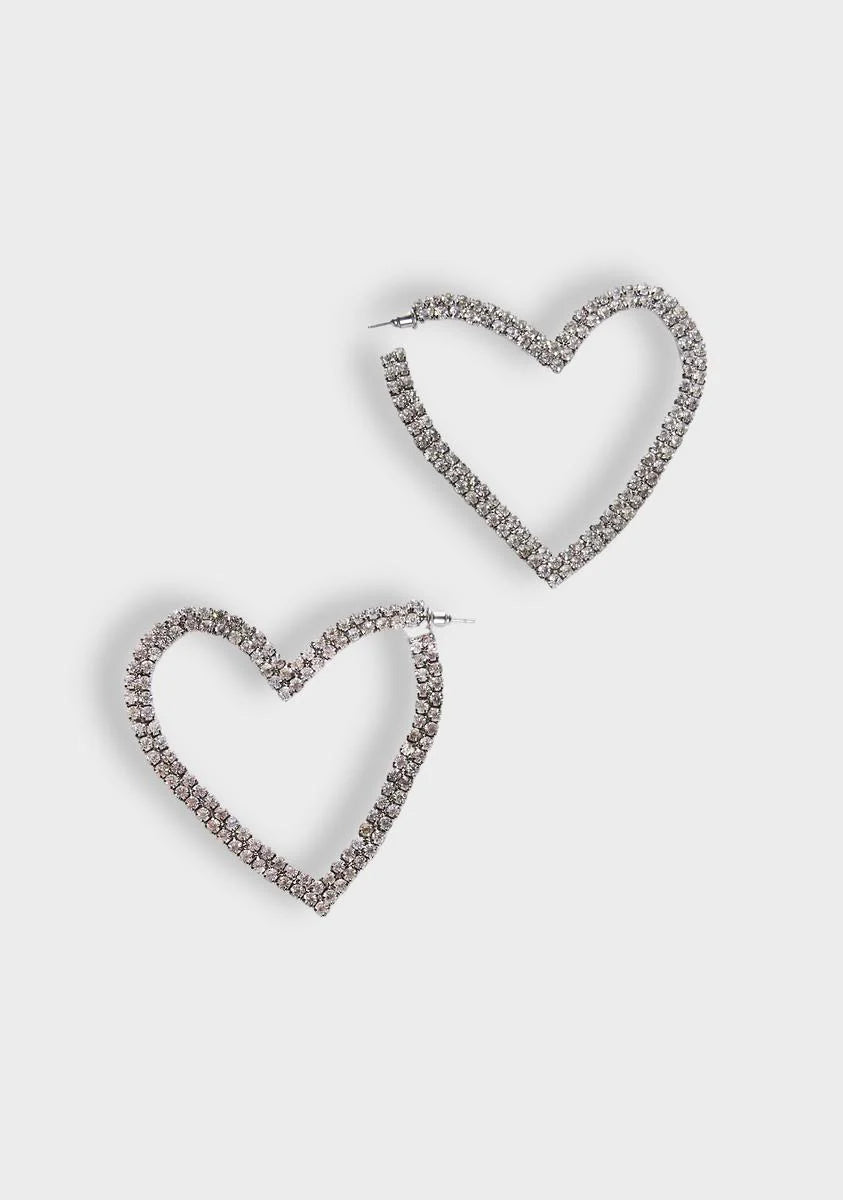 Deja Vu Rhinestone Heart Earrings
