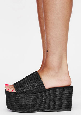 Black Wafa Platform Sandals