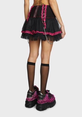 Pink Lace Chiffon Tutu Skirt