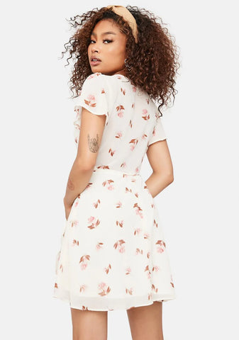 Touch The Sunlight Floral Wrap Mini Dress
