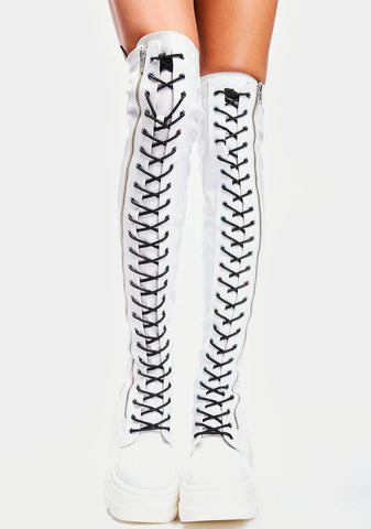 White Patent Shaker-374 Thigh High Boots