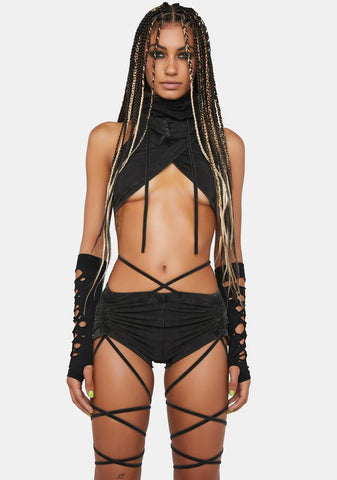 Compression Strappy Ruched Shorts