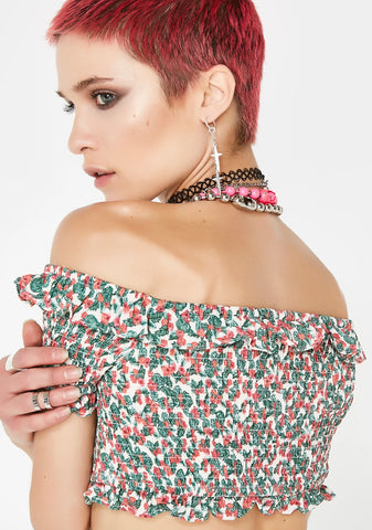 Romantic Love Smocked Crop Top