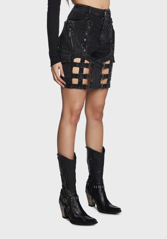 Distressed Detachable Two-Way Pantskirt