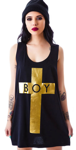 x BOY London Boy Cross Oversized Tank - Black