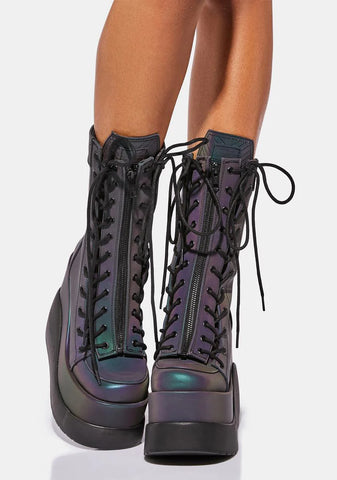 Reflective Deep Void Platform Boots