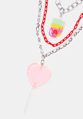 Sweeten My Life Layered Lollipop Necklace