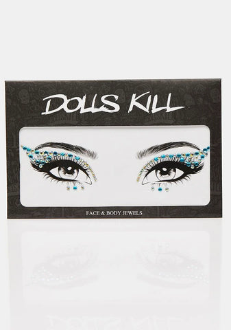 Aqua Winged Rhinestone Face Gems