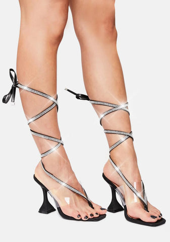 Malibu Rhinestone Wrap Heels
