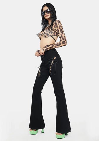 Engine Black Flared Jeans