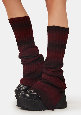 Red Daily Striped Leg Warmers