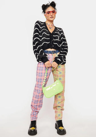 Pink Hot Rod Mix Check Jeans