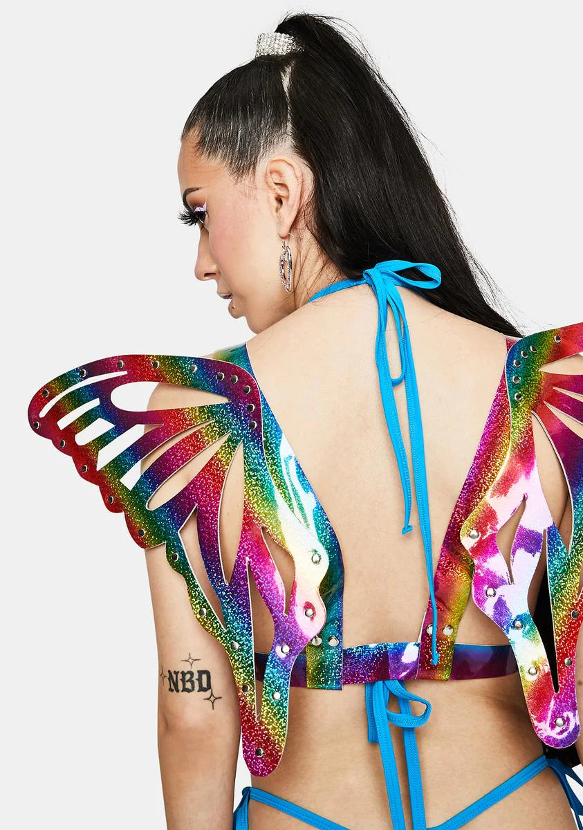 Rainbow Sparkle Butterfly Wings Harness