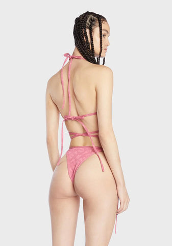 Pink Monogram Denim Bra Top