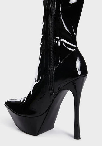 Vegas Patent Heeled Boots