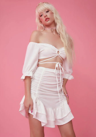 Wood Nymph Ruched Ruffle Skirt