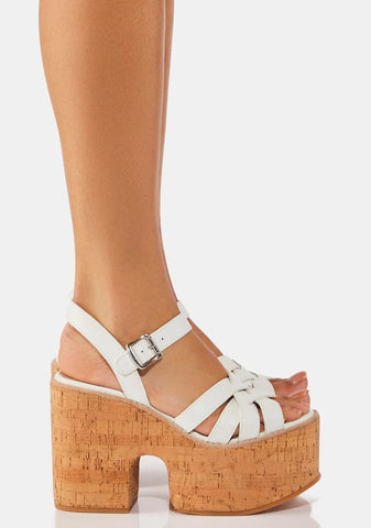 White Paige Cork Platform Sandals