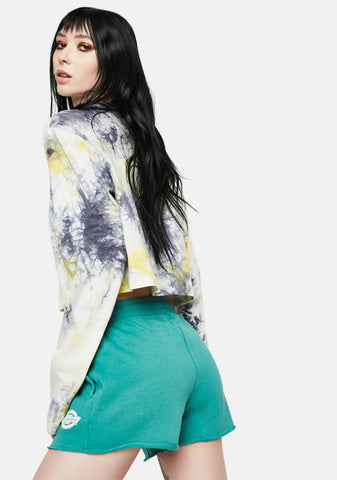 Bottle Green Pull On Fleece Shorts