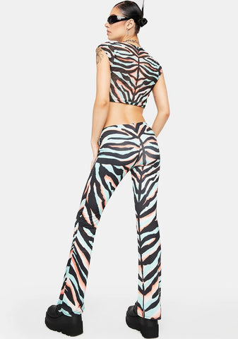 Teal Zebra Irena Flare Pants