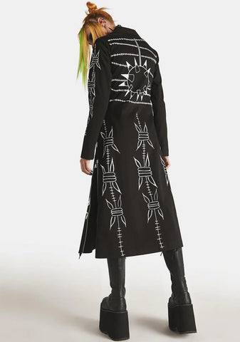 Gray Skiez Graphic Trench Coat