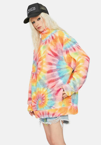 Tie Dye Oversized Zip Fleece