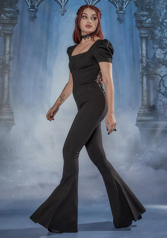 Thy Lady Puff Sleeve Ponte Jumpsuit