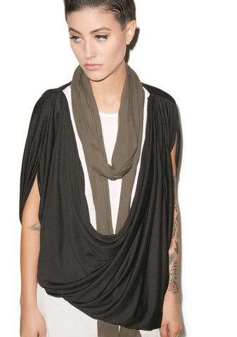 Empire Cowl Neck Tank - Dark Green