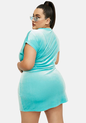 Plus Berry Gonna Act Out Velour Mini Dress