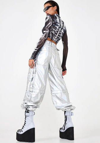 Rave Action Holographic Cargo Pants