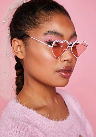 Blush Cupid Struck Heart Shaped Sunglasses
