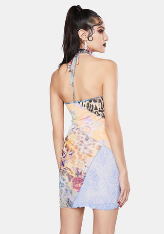Mixed Animal Print Patchwork Cami Dress
