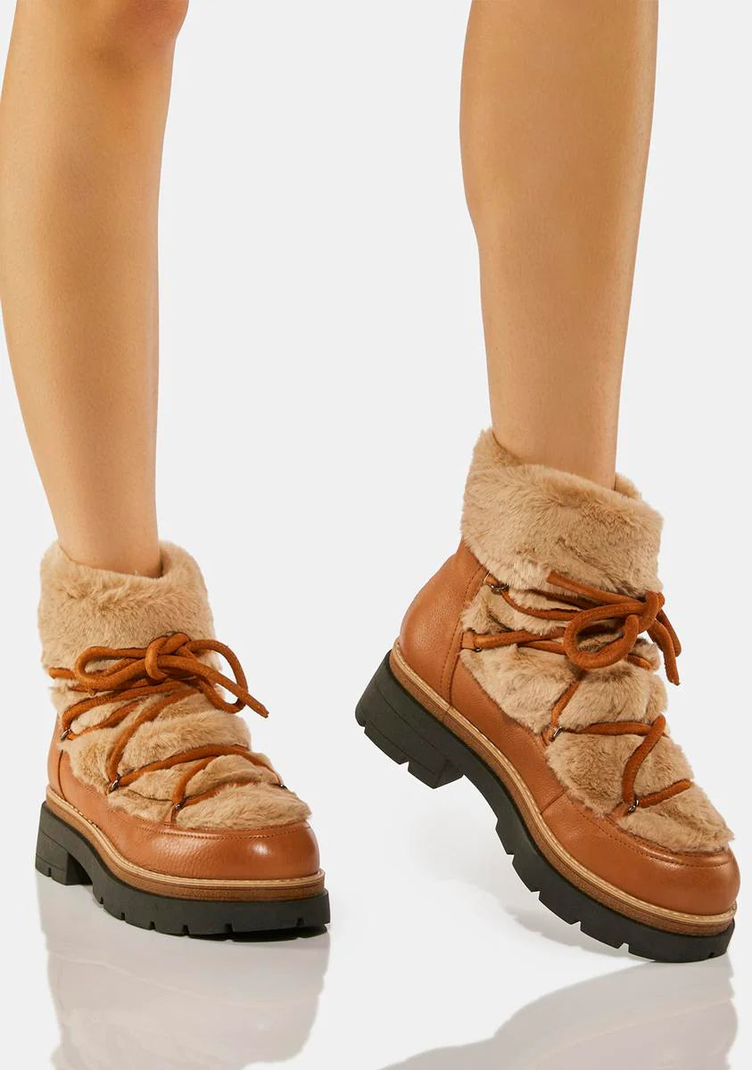Brown Polar Queen Faux Fur Boots