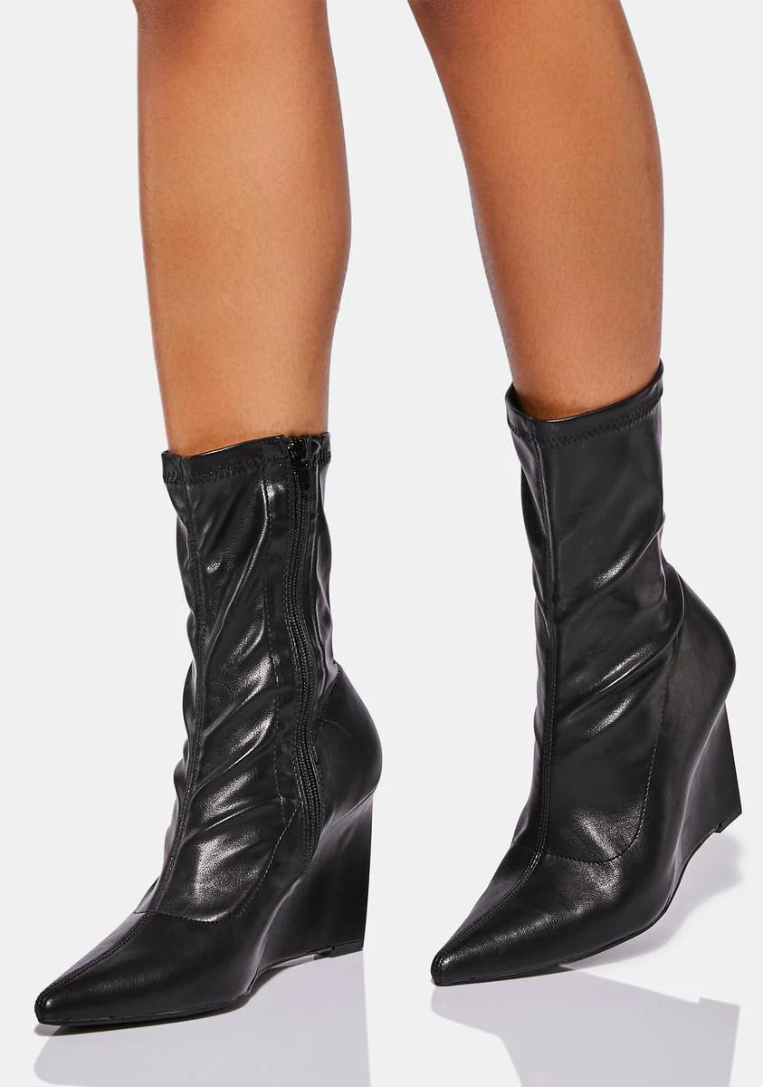 Noir The Sole Heir Wedge Ankle Boots