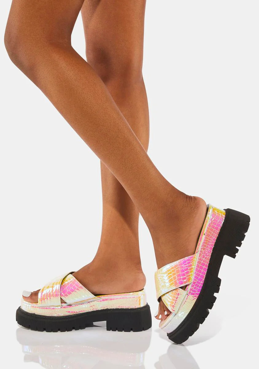 Shiny Thoughts Iridescent Sandals