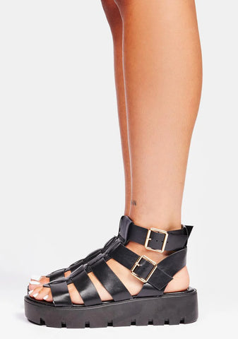 Ready For The Chase Platform Sandals