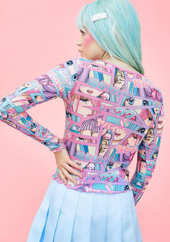 Comic Scene Cutie Mesh Top
