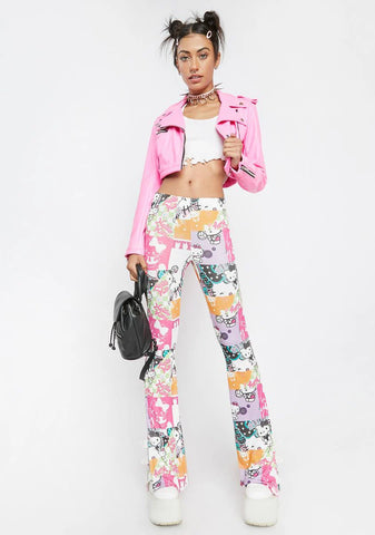 Hello Kitty Print Flare Pants