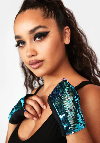 Winter Sea Sequin Wrist Gloves