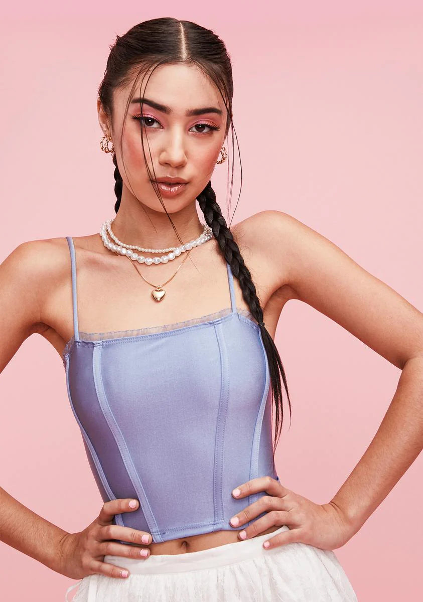 Aqua Raising The Vibe Satin Corset Top