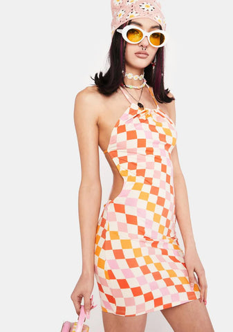 Summer Morning Checkered Mini Dress