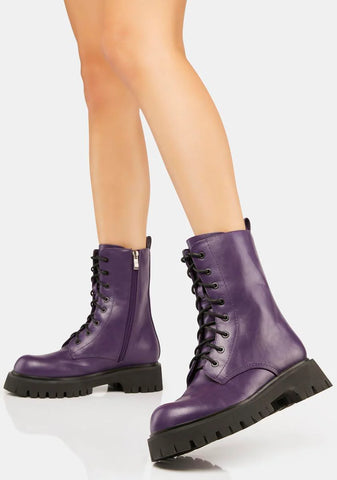 Purple Anchor Combat Boots
