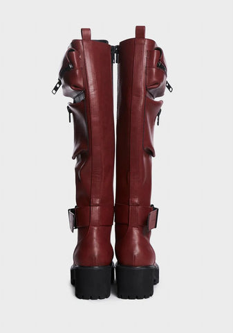 Oxblood Obsidian Pocket Combat Boots