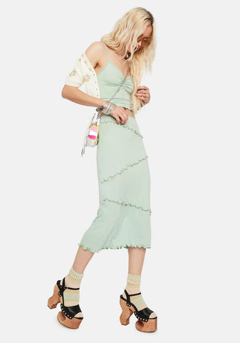 Treat U Right Lettuce Edge Midi Skirt Set