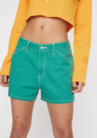 Green High Rise Carpenter Shorts