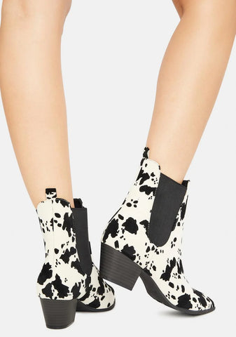 Always In A Mood Cow Print Boots