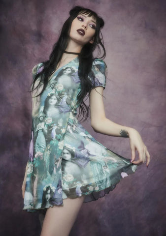 Ink And Feather Portrait Print Wrap Dress